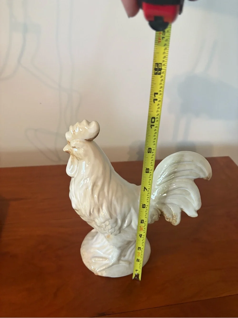 Farmhouse Ceramic Rooster Figurine & Decorative Platter Set Cream